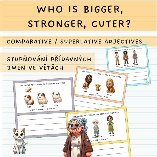 Who is Bigger, Stronger, Cuter? comparative/superlative adjectives 1