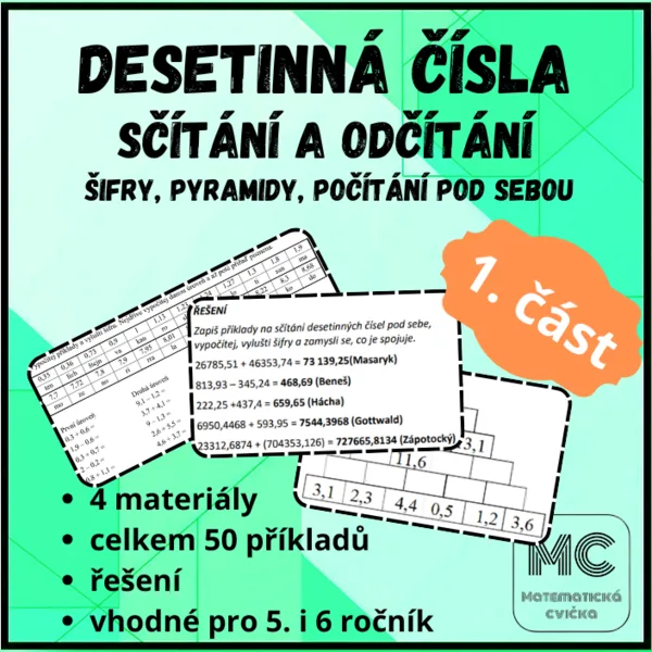 Desetinná čísla - sčítání a odčítání (1. část) 1