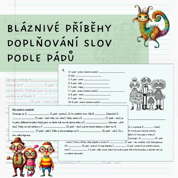 Bláznivé příběhy - doplňování slov podle pádů 1