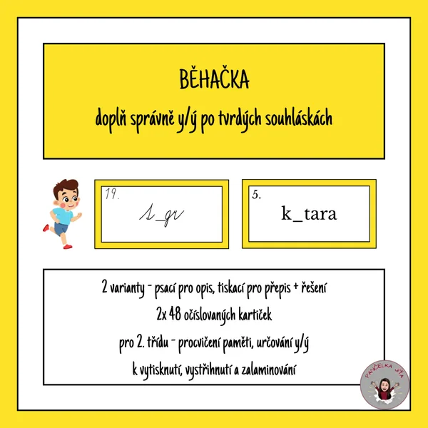 Běhačka - doplň správně y/ý po tvrdých souhláskách 1