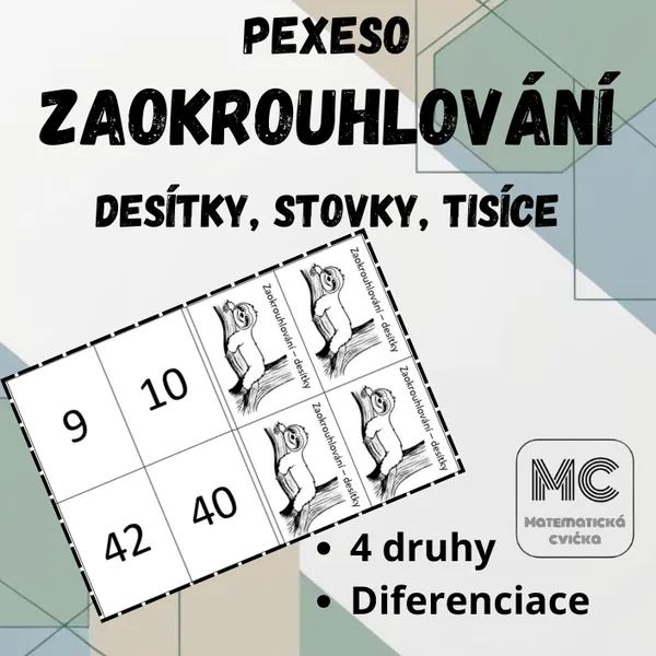 Zaokrouhlování na 10, 100, 1000 - pexeso 1