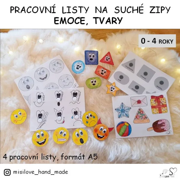 Pracovní list na suché zipy - EMOCE A TVARY 1