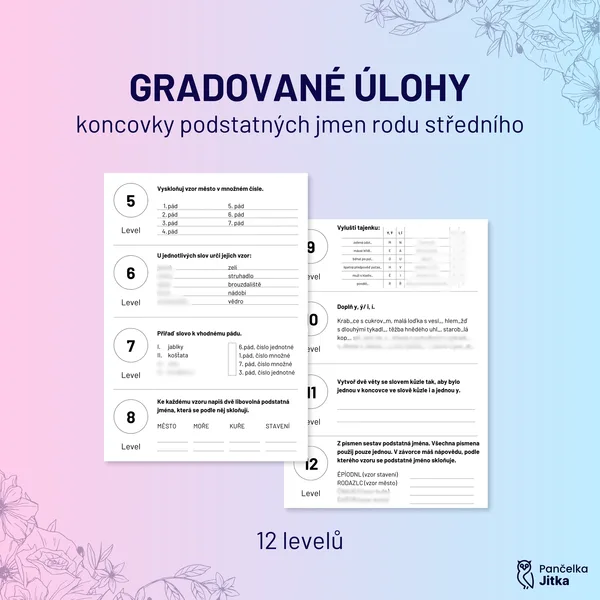 GRADOVANÉ ÚLOHY - koncovky podstatných jmen rodu středního 1