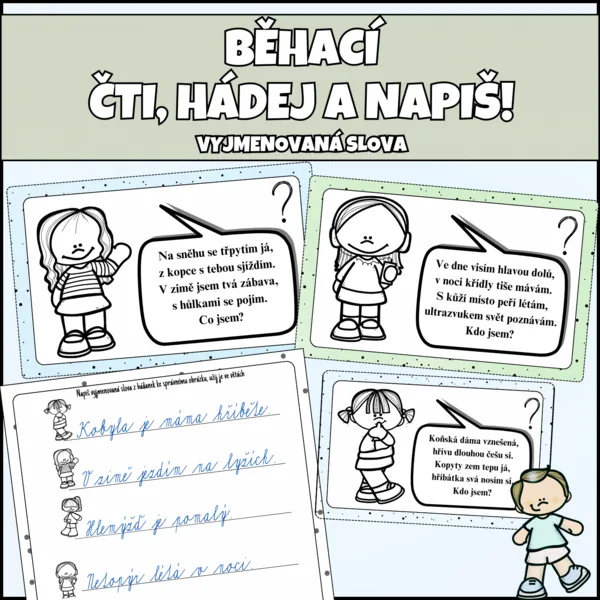 BĚHACÍ ČTI, HÁDEJ A NAPIŠ - vyjmenovaná slova 1