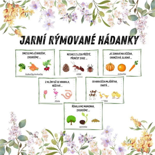 JARNÍ RÝMOVANÉ HÁDANKY pro MŠ 1
