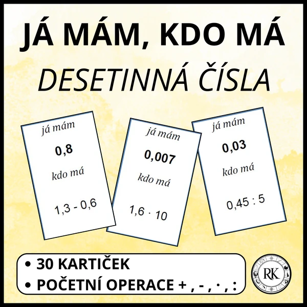 Desetinná čísla - Já mám, kdo má 1