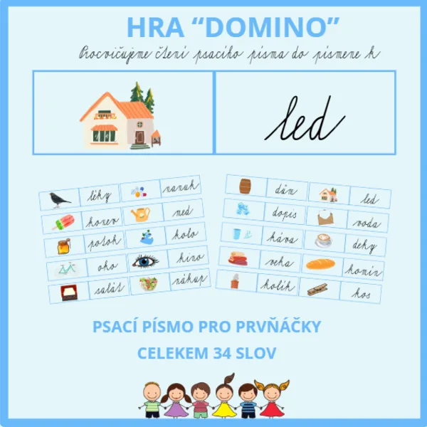 Hra "Domino" Učíme se číst do písmene K 1