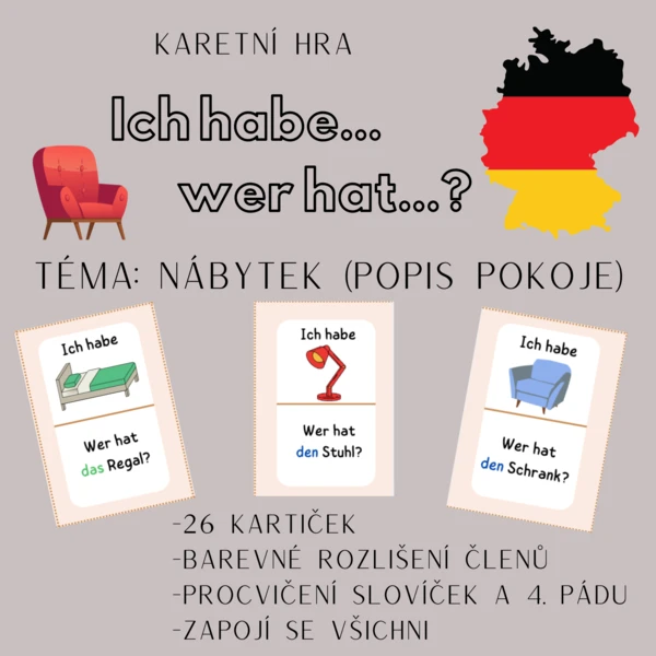 Möbel/Zimmerbeschreibung (karetní hra "Ich habe..., wer hat...?") 1