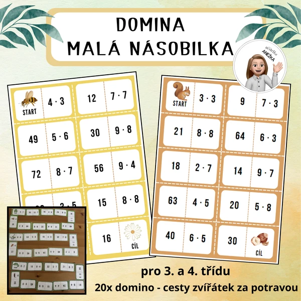 DOMINO MALÁ NÁSOBILKA - cesta zvířátka za potravou 1