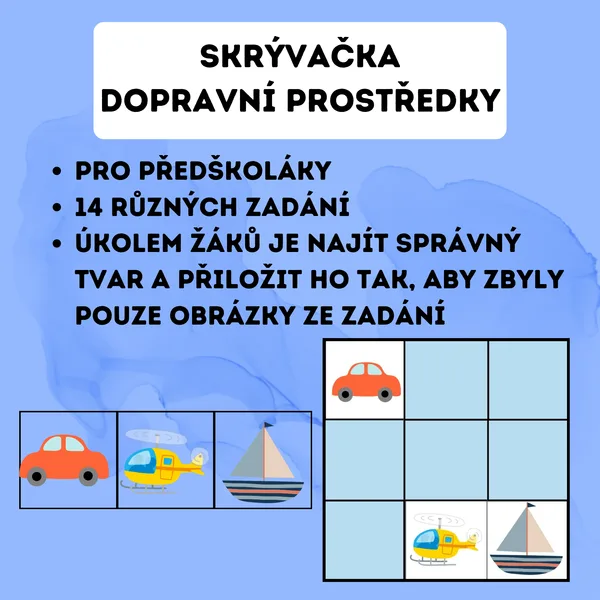 Skrývačka - dopravní prostředky 1