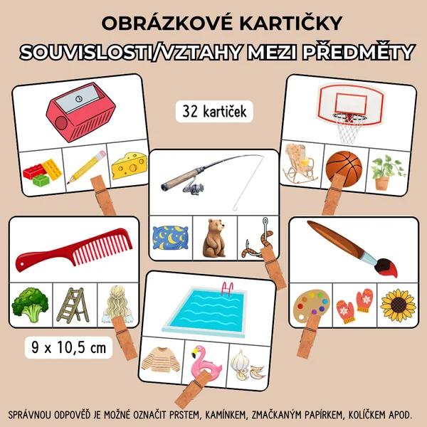 Souvislosti/vztahy mezi předměty - kolíčkovací kartičky 1