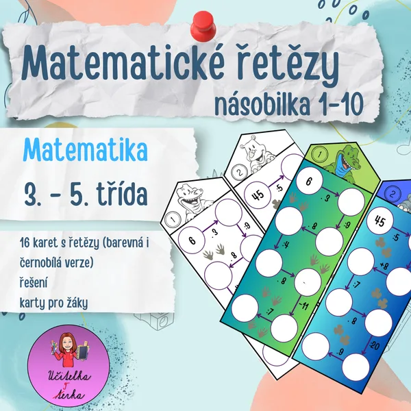 Matematické řetězy se zvířaty - násobilka 1