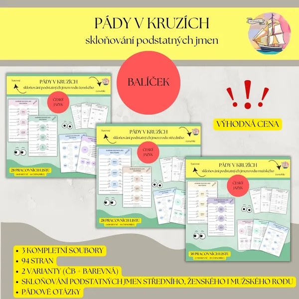 Pády v kruzích (pádové otázky hravě) - výhodný balíček 1