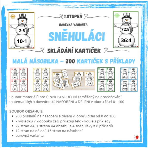 Sněhuláci - malá násobilka - barevná 1