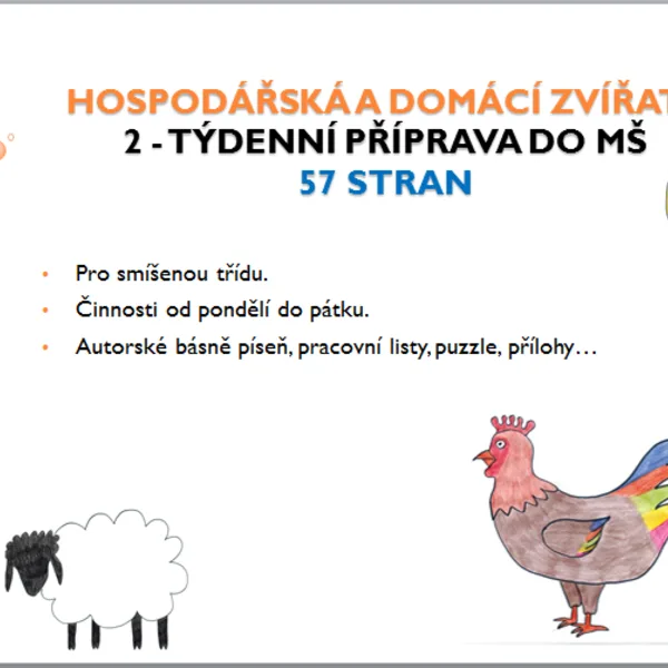Příprava do MŠ: Hospodářská a domácí zvířata a jejich mláďata. 1