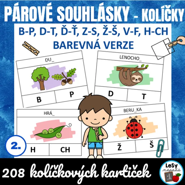 Párové souhlásky - barevné kolíčkovky 1