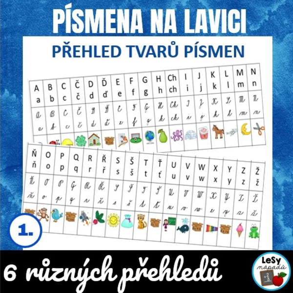 Přehled tvarů písmen na lavici 1
