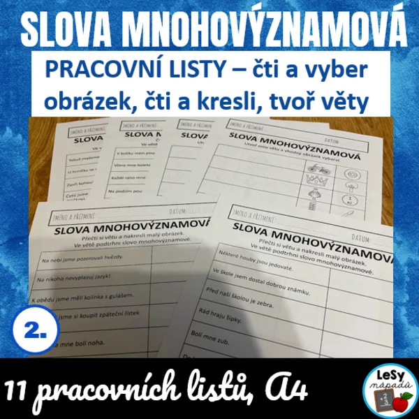 Slova mnohovýznamová - pracovní listy 1