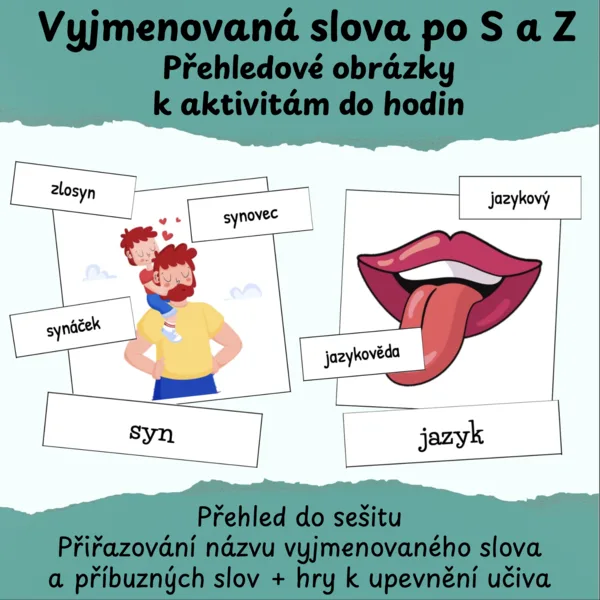 Vyjmenovaná slova po S a Z - přehledové obrázky k aktivitám do hodin 1