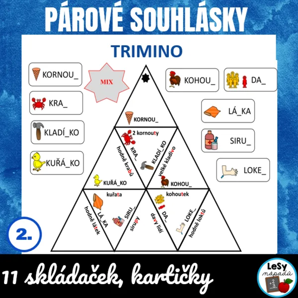 Párové souhlásky - skládačka trimino s obrázky 1