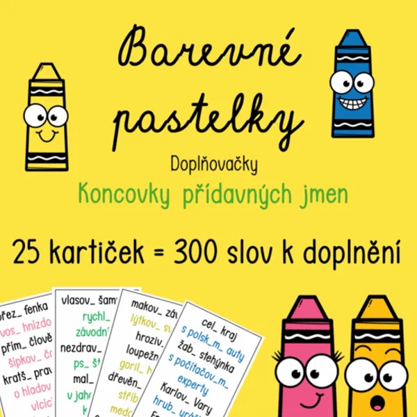 Koncovky přídavných jmen - BAREVNÉ PASTELKY 1