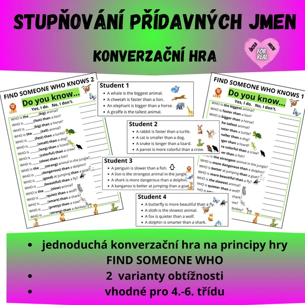 Stupňování přídavných jmen - konverzační hra 1