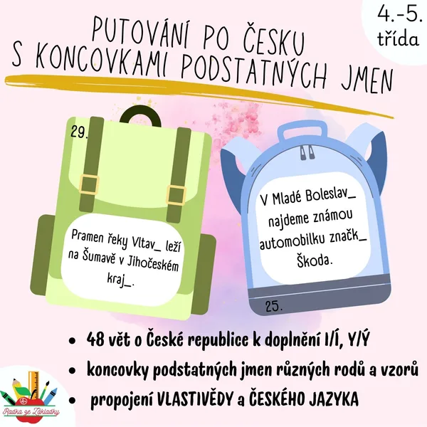 Putování po Česku s koncovkami podstatných jmen 1