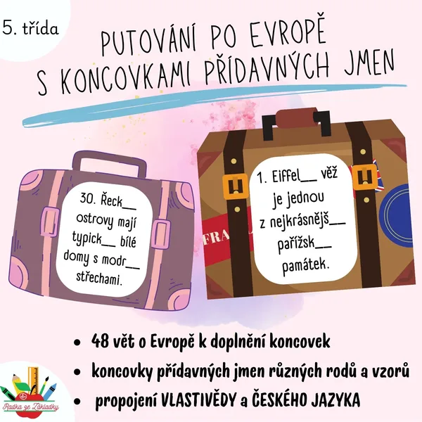 Putování po Evropě s koncovkami přídavných jmen 1