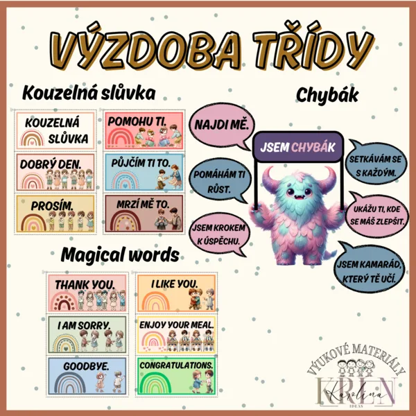VÝZDOBA TŘÍDY - KOUZELNÁ SLŮVKA A CHYBÁK 1