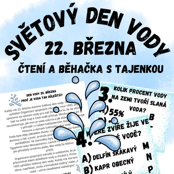 Světový den vody 22. března - čtení a běhačka s tajenkou 1