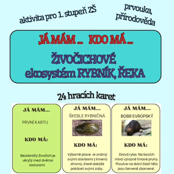 Aktivita JÁ MÁM, KDO MÁ... Živočichové ekosystém RYBNÍK/ŘEKA 1