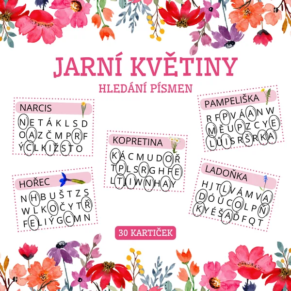 JARNÍ KVĚTINY - hledání písmen 1