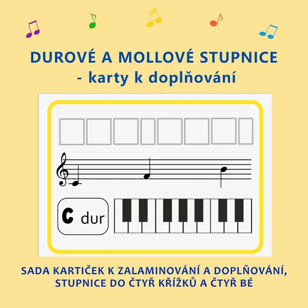 Durové a mollové stupnice - karty k doplňování 1
