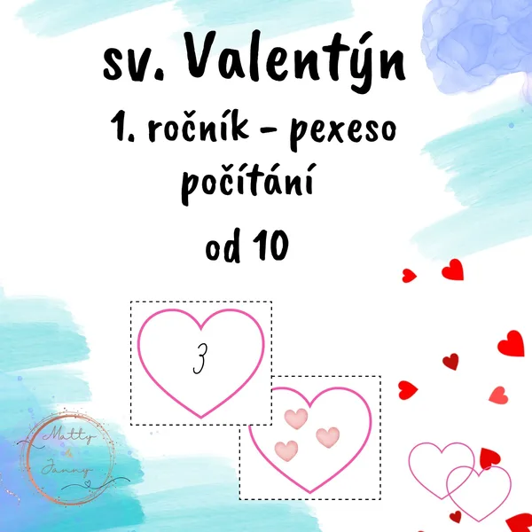Valentýnské pexeso - počítání do 10 1