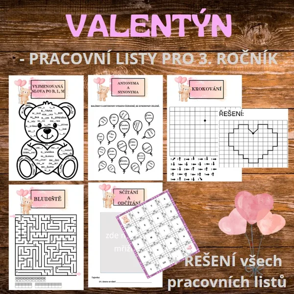 Valentýn - pracovní listy pro 3. ročník 1