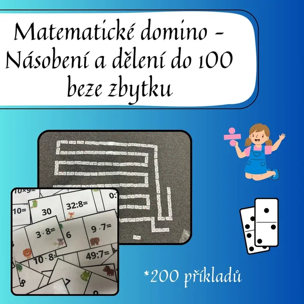 Matematické domino – Násobení a dělení do 100 beze zbytku 1