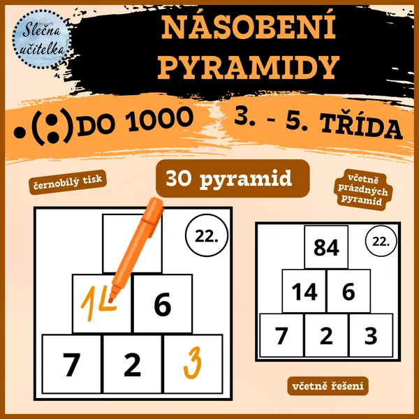 MATEMATICKÉ PYRAMIDY - NÁSOBENÍ DO 1000 1