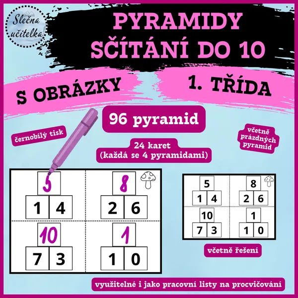 JEDNODUCHÉ PYRAMIDY - SČÍTÁNÍ DO 10 1