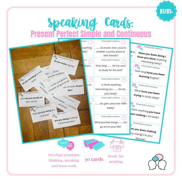 Speaking cards - Present perfect continuous (B1/B1+, SŠ) 1