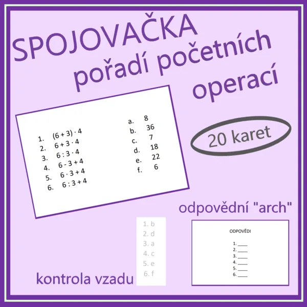 Pořadí početních operací - spojovačka 1