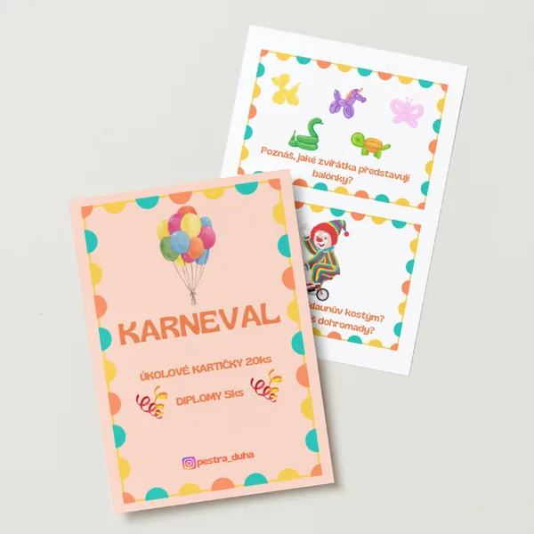 Karneval - úkolové kartičky a diplomy 1
