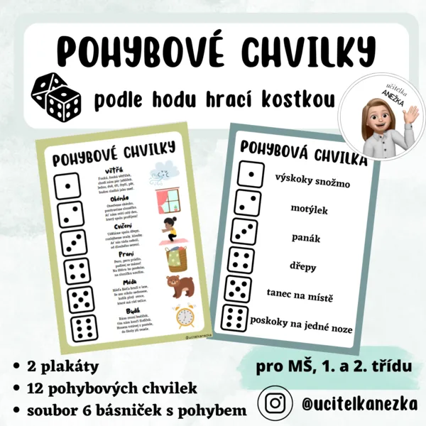 POHYBOVÉ CHVILKY podle hrací kostky 1
