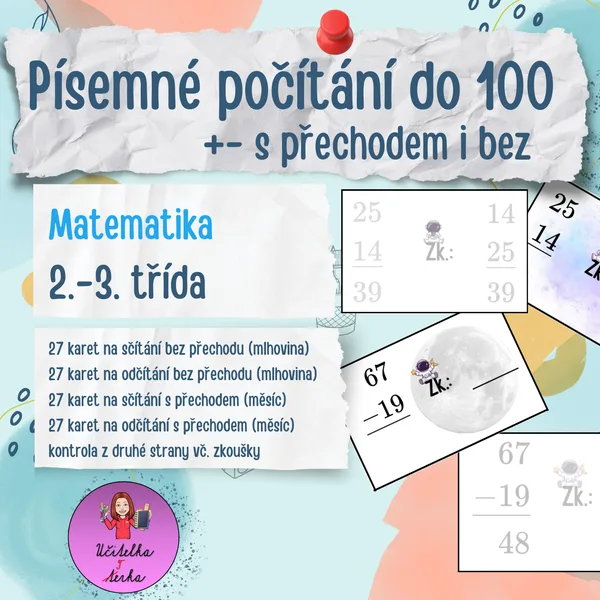 Písemné počítání do 100 - vesmír 1