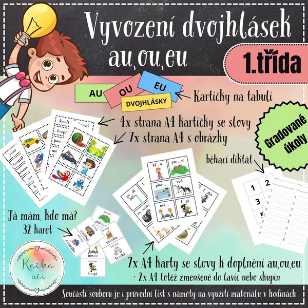 Vyvození dvojhlásek au, ou, eu - soubor aktivit 1