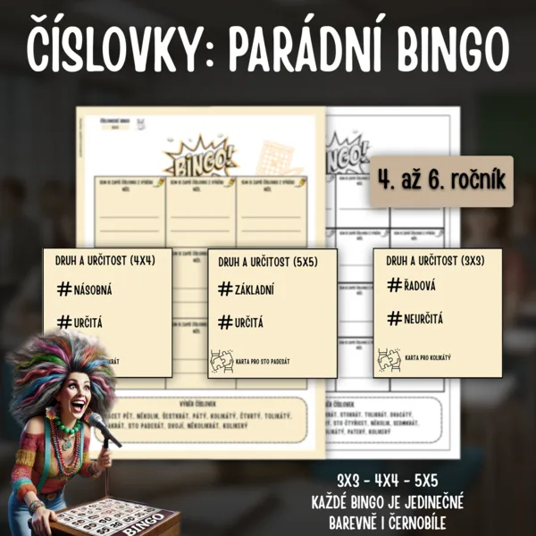 ČÍSLOVKY: Bingo (druhy číslovek - rozcvičky i pořádné bingo) 1