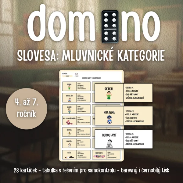 SLOVESA: domino (mluvnické kategorie - 28 kartiček) 1