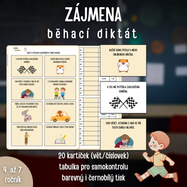 BĚHACÍ DIKTÁT: zájmena (20 karet a samokontrola) 1