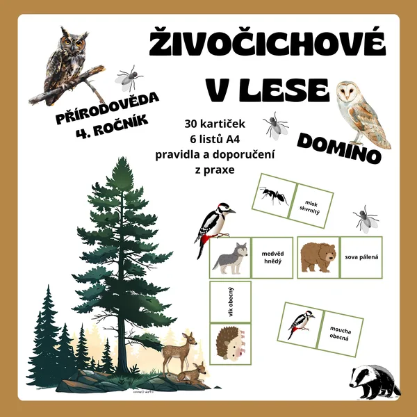 DOMINO - Živočichové v lese 1