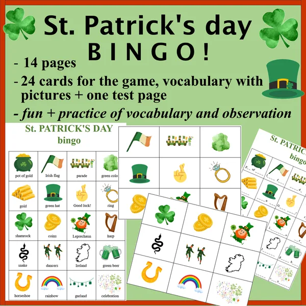 St. Patrick's Day - Den svatého Patrika BINGO 1