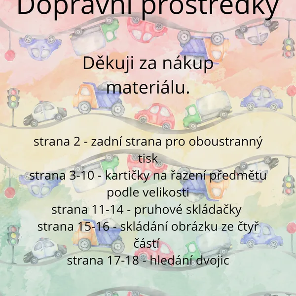 Dopravní prostředky - seřazování podle velikosti, skládačky  1